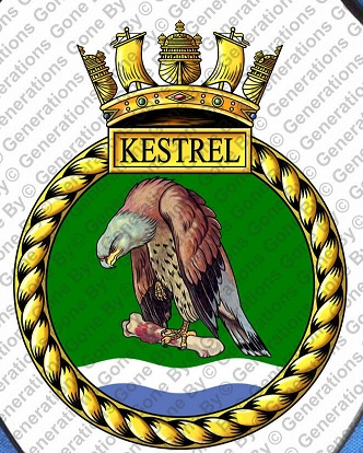 Coat of arms (crest) of the HMS Kestrel, Royal Navy