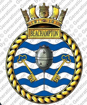 Coat of arms (crest) of the HMS Beachampton, Royal Navy