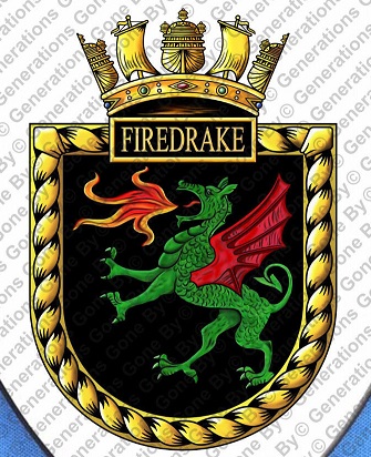 Coat of arms (crest) of the HMS Firedrake, Royal Navy