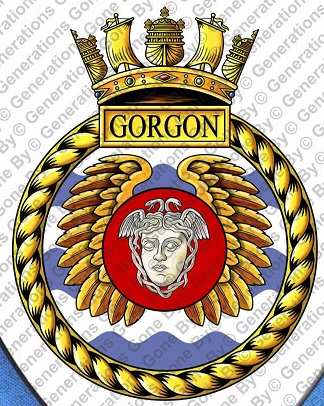 Coat of arms (crest) of the HMS Gorgon, Royal Navy