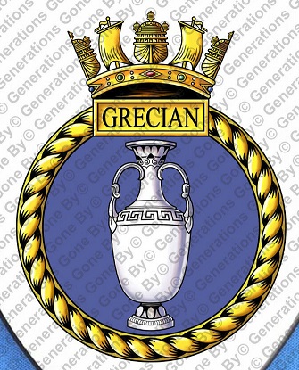 Coat of arms (crest) of the HMS Grecian, Royal Navy