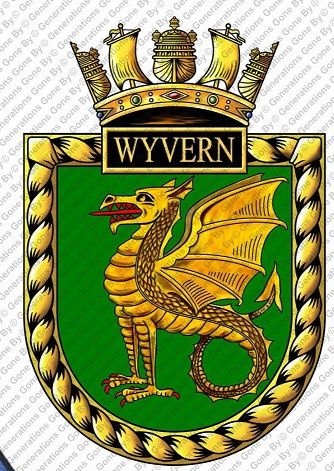 Coat of arms (crest) of the HMS Wyvern, Royal Navy