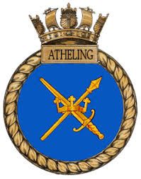 Coat of arms (crest) of the HMS Atheling, Royal Navy