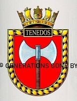 Coat of arms (crest) of the HMS Tenedos, Royal Navy