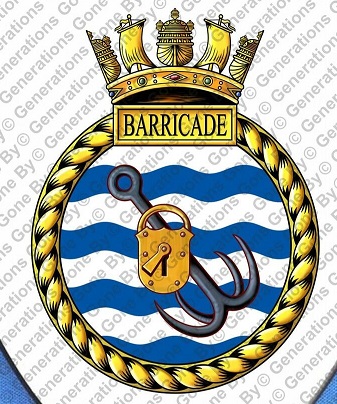 Coat of arms (crest) of the HMS Barricade, Royal Navy