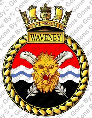 Coat of arms (crest) of the HMS Waveney, Royal Navy