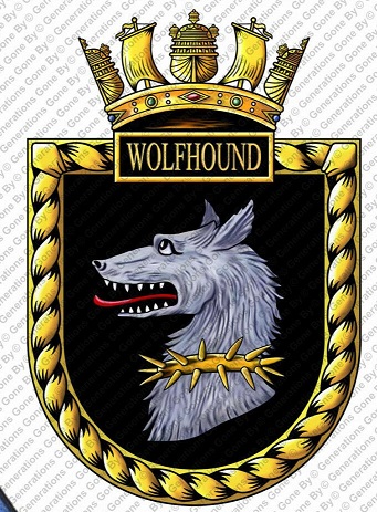 Coat of arms (crest) of the HMS Wolfhound, Royal Navy