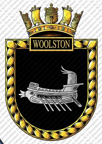 Coat of arms (crest) of the HMS Woolston, Royal Navy