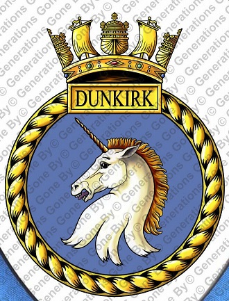 Coat of arms (crest) of the HMS Dunkirk, Royal Navy