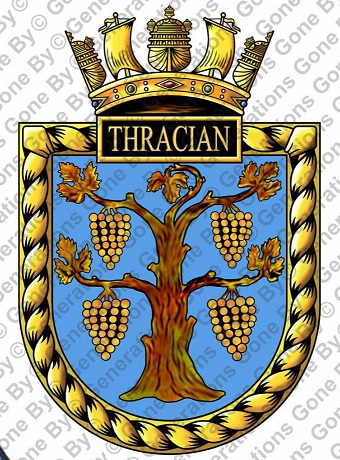 Coat of arms (crest) of the HMS Trachian, Royal Navy