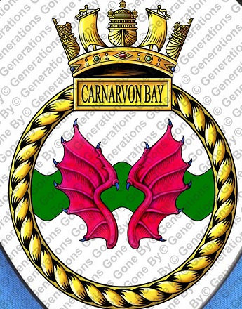 Coat of arms (crest) of the HMS Carnarvon Bay, Royal Navy