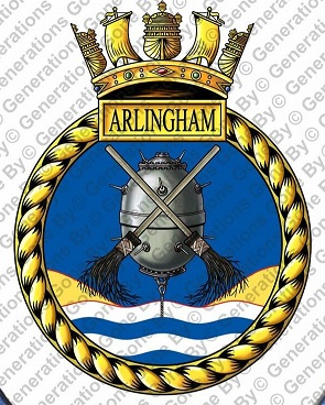 Coat of arms (crest) of the HMS Arlingham, Royal Navy