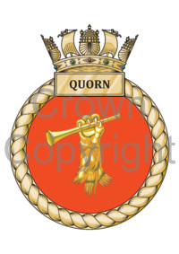 Coat of arms (crest) of the HMS Quorn, Royal Navy