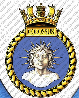 Coat of arms (crest) of the HMS Colossus, Royal Navy