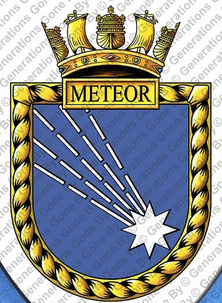 Coat of arms (crest) of the HMS Meteor, Royal Navy