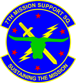 Coat of arms (crest) of the 7th Force Support Squadron (Formerly 7th Mission Support Squadron), US Air Force