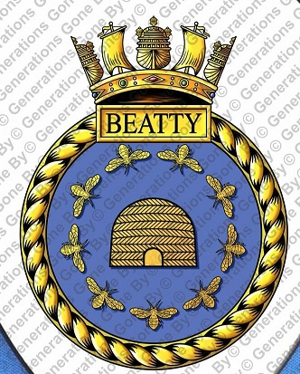 Coat of arms (crest) of the HMS Beatty, Royal Navy