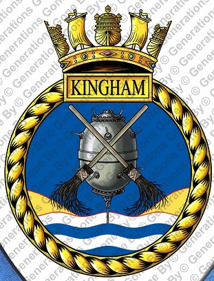Coat of arms (crest) of the HMS Kingham, Royal Navy