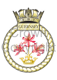 Coat of arms (crest) of the HMS Guernsey, Royal Navy