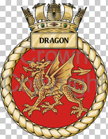 Coat of arms (crest) of the HMS Dragon, Royal Navy