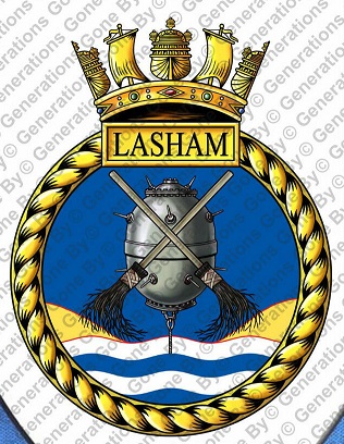 Coat of arms (crest) of the HMS Lasham, Royal Navy