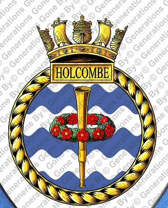 Coat of arms (crest) of the HMS Holcombe, Royal Navy