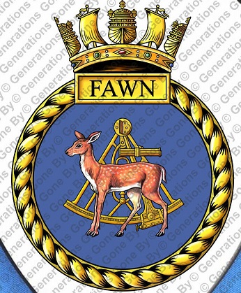 Coat of arms (crest) of the HMS Fawn, Royal Navy