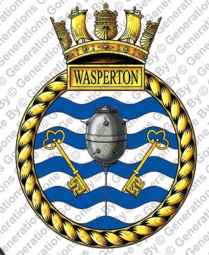 Coat of arms (crest) of the HMS Wasperton, Royal Navy