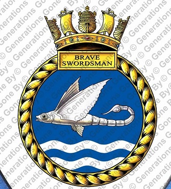 Coat of arms (crest) of the HMS Brave Swordsman, Royal Navy