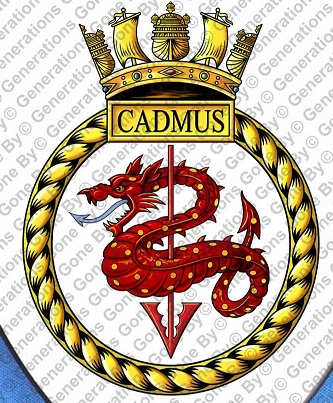 Coat of arms (crest) of the HMS Cadmus, Royal Navy