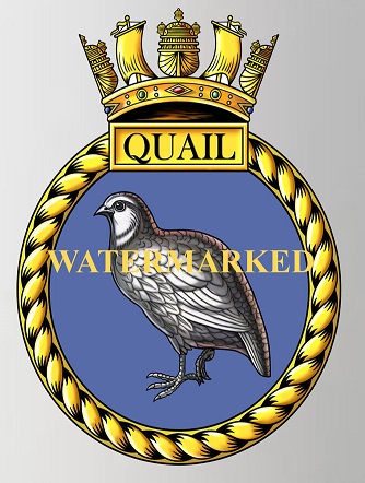 Coat of arms (crest) of the HMS Quail, Royal Navy