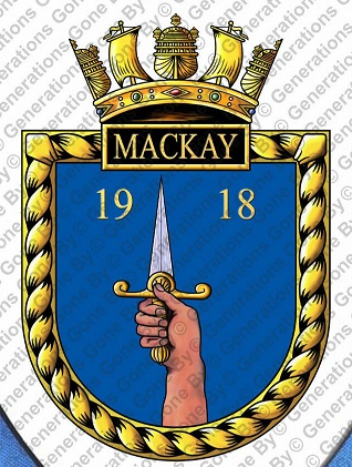 Coat of arms (crest) of the HMS Mackay, Royal Navy