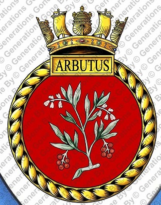 Coat of arms (crest) of the HMS Arbutus, Royal Navy
