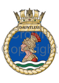 Coat of arms (crest) of the HMS Dauntless, Royal Navy