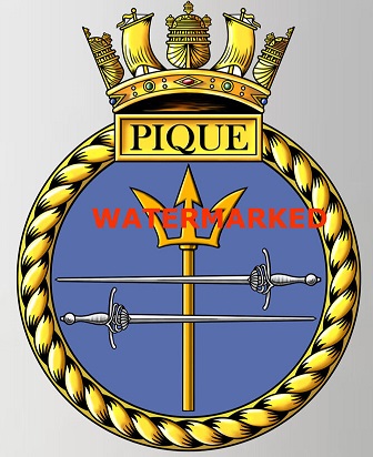 Coat of arms (crest) of the HMS Pique, Royal Navy