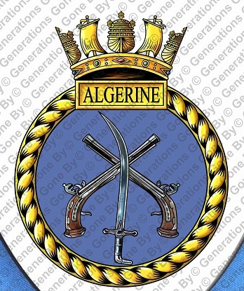 Coat of arms (crest) of the HMS Algerine, Royal Navy