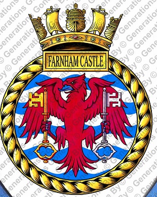 Coat of arms (crest) of the HMS Farnham Castle, Royal Navy