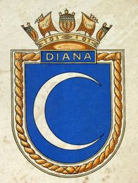 Coat of arms (crest) of the HMS Diana, Royal Navy