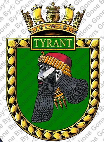 Coat of arms (crest) of the HMS Tyrant, Royal Navy