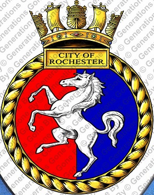 Coat of arms (crest) of the HMS City of Rochester, Royal Navy