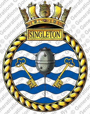 Coat of arms (crest) of the HMS Singleton, Royal Navy