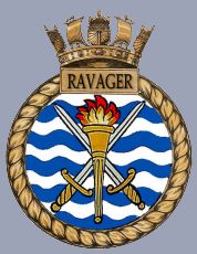 Coat of arms (crest) of the HMS Ravager, Royal Navy