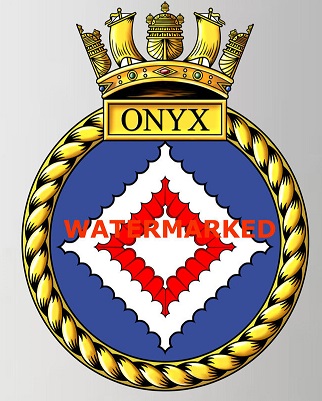 Coat of arms (crest) of the HMS Onyx, Royal Navy