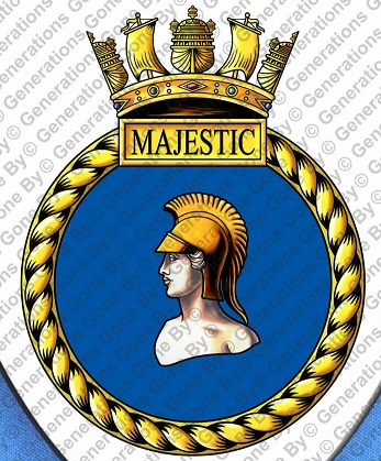 Coat of arms (crest) of the HMS Majestic, Royal Navy