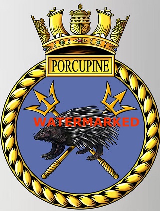 Coat of arms (crest) of the HMS Porcupine, Royal Navy