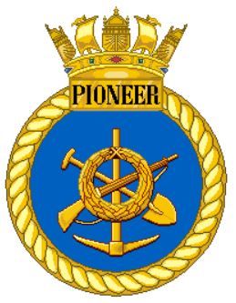 Coat of arms (crest) of the HMS Pioneer, Royal Navy