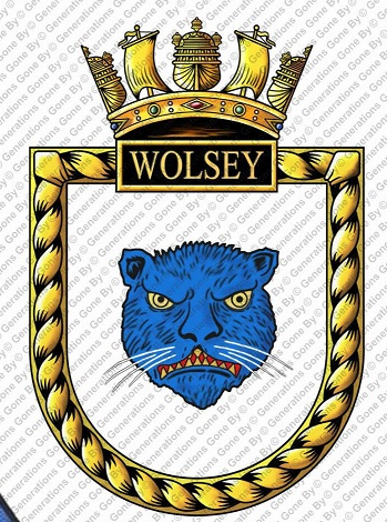 Coat of arms (crest) of the HMS Wolsey, Royal Navy