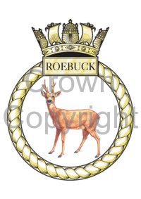 Coat of arms (crest) of the HMS Roebuck, Royal Navy