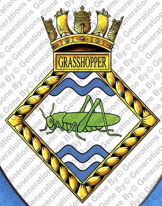 Coat of arms (crest) of the HMS Grasshopper, Royal Navy