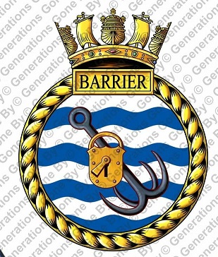 Coat of arms (crest) of the HMS Barrier, Royal Navy